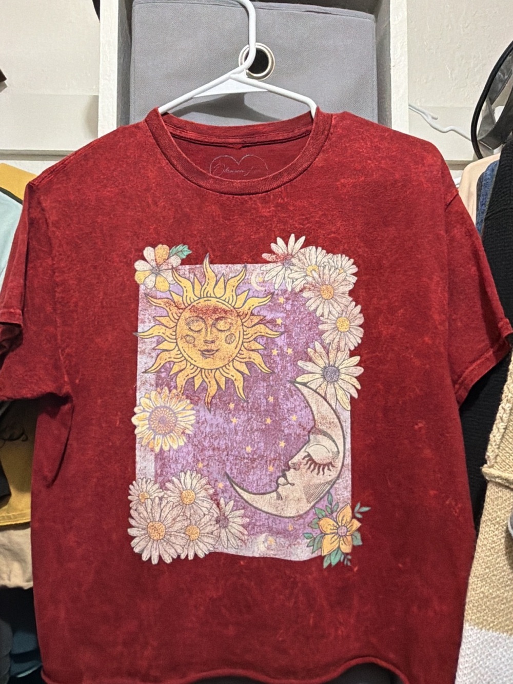 Sun & Moon Floral Graphic Tee - Red